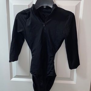 Marria 3/4 length sleeve zip cut out back leotard